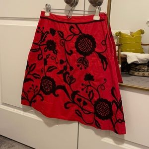 Anthropologie Embroidered A-line Skirt